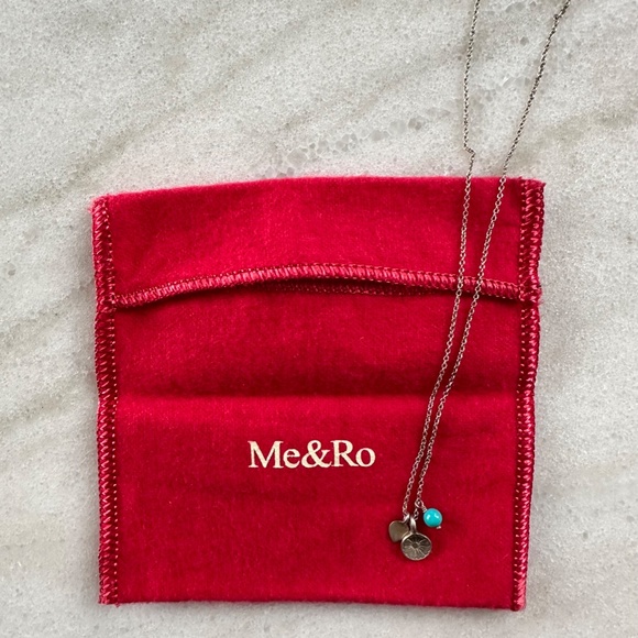 Me&Ro Necklace, Sterling Silver Flower with Turquoise Bead Pendant - Picture 6 of 8